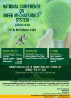 National Conference on Green Mechatronics Systems GREEMS 2K20 National Conference Poster